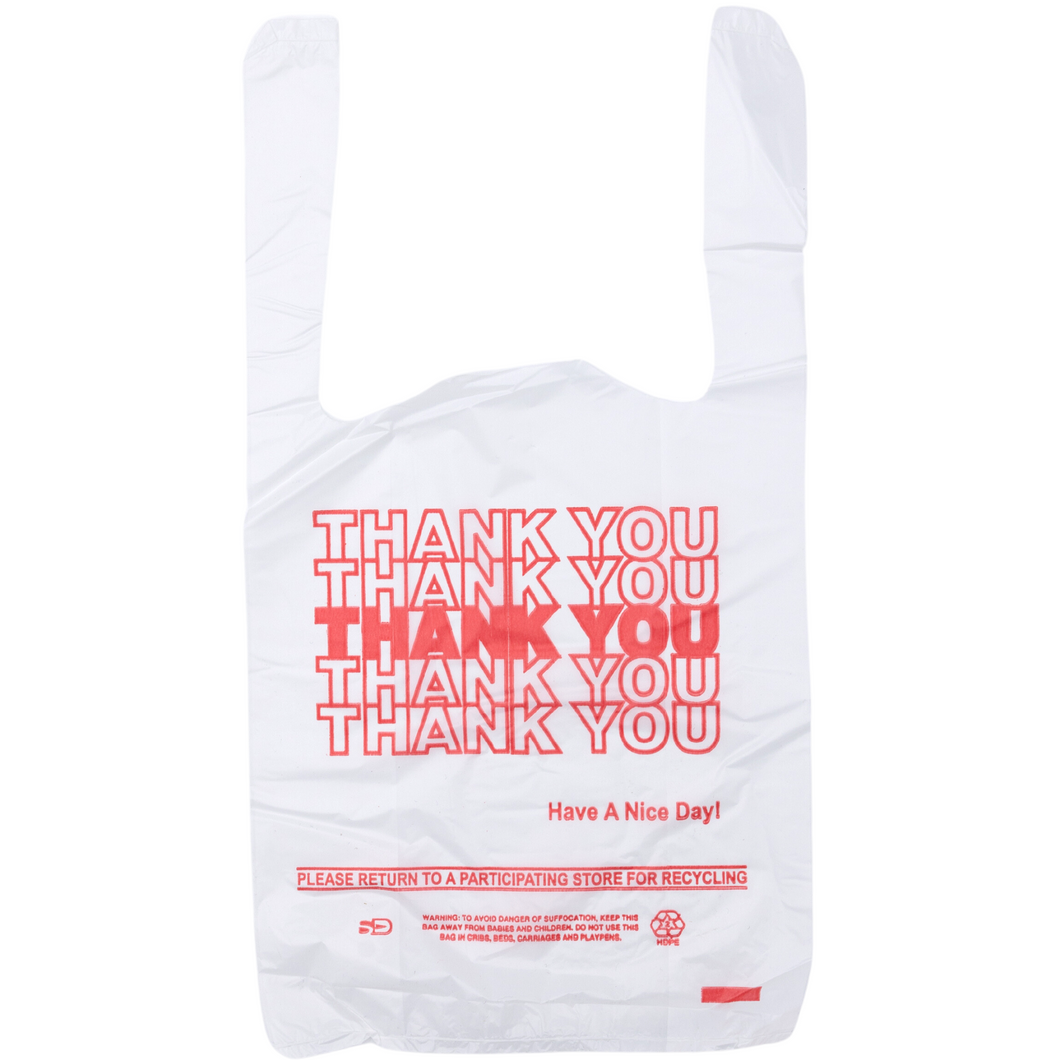 White 'Thank You' HDPE T-Shirt Bags - 1/12 BBL 7