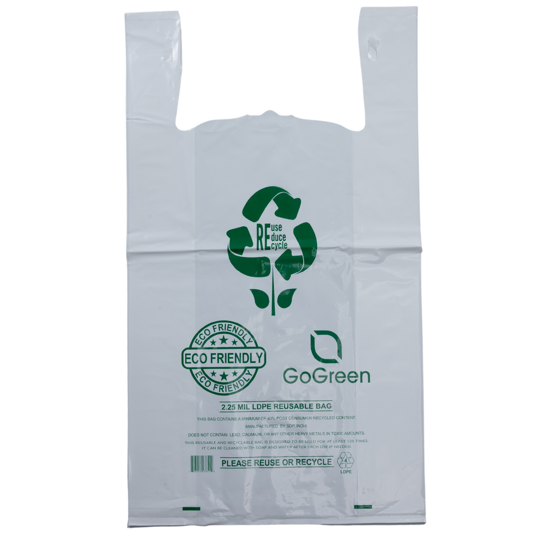 White Reusable/Eco-Friendly LDPE T-Shirt - 1/8 BBL (10