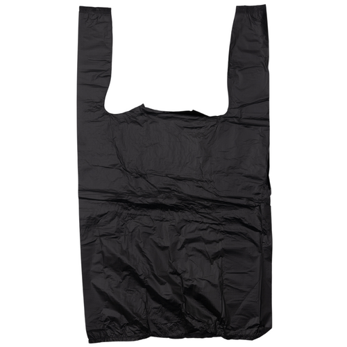 ASSUREPAK INC. - Easy Open - Black Unprinted HDPE T-Shirt Bags - 1/8 BBL 10