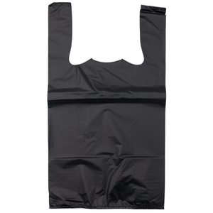 ASSUREPAK INC. - Black Unprinted HDPE T-Shirt Bags - 1/8 BBL 10"X5"X18" - 200 Bags - 30 microns - Black - BLK818EHD30M-EO