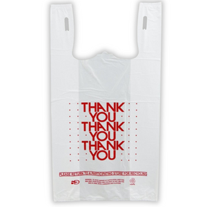 ASSUREPAK INC. - Easy Open - White 'Thank You' HDPE T-Shirt Bags - 1/6 BBL 11.5"X6"X21" - 500 Bags - 13 microns - White - 10015P500-EO