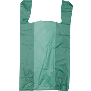 Easy Open - Colored Unprinted HDPE T-Shirt Bags - 1/6 BBL 11.5"X6"X21" - 1000 Bags - 13 microns - Green - LOOP-GREEN-EO - AssurePak
