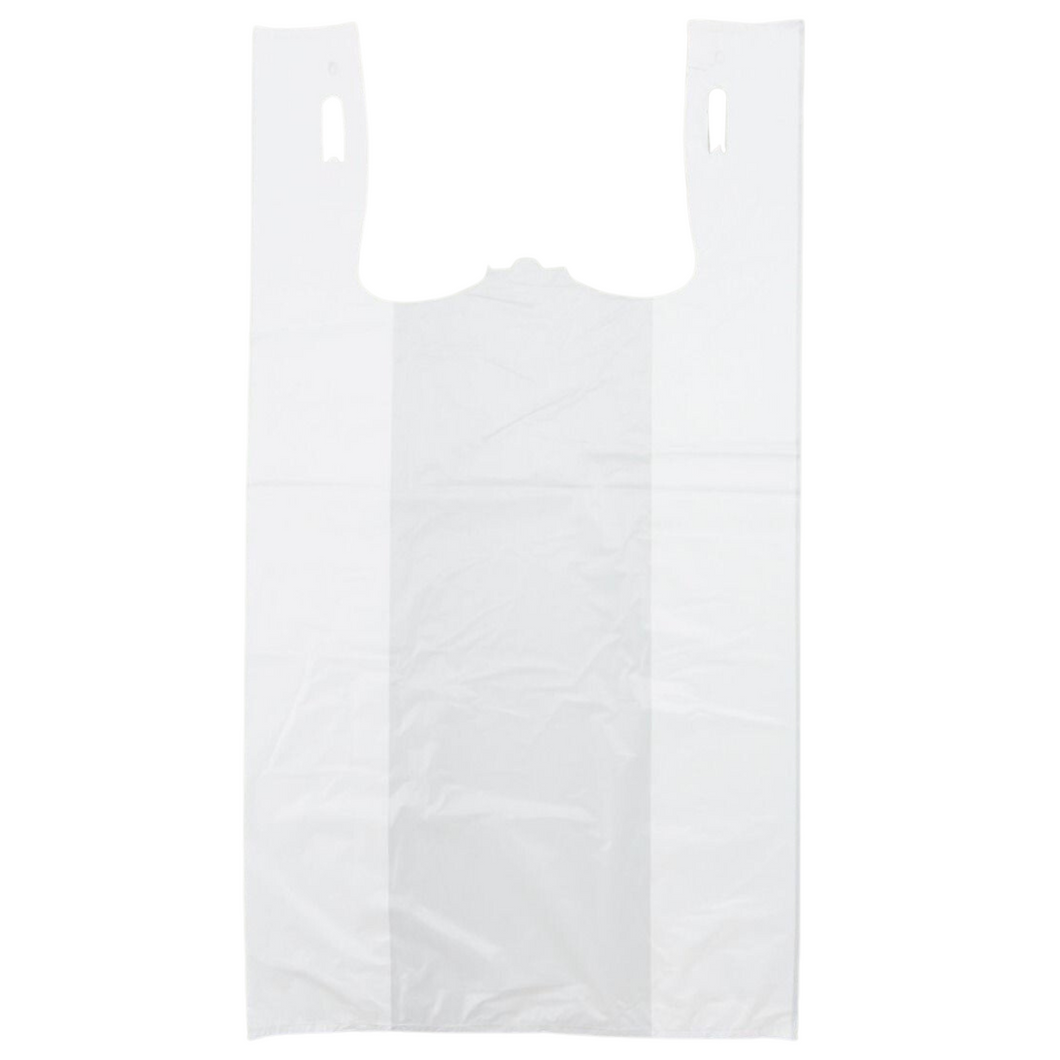 Easy Open - White Unprinted HDPE T-Shirt Bags - 1/6 BBL 11.5