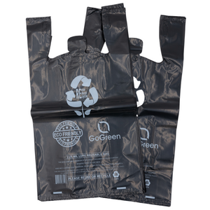 Black Reusable/Eco-Friendly LDPE T-Shirt - 1/6 BBL 11.5"X6.5"X21" - 200 Bags - 57 Micron (2.25 mil) - Black - BLKLD40REC225REUSE1221 - AssurePak
