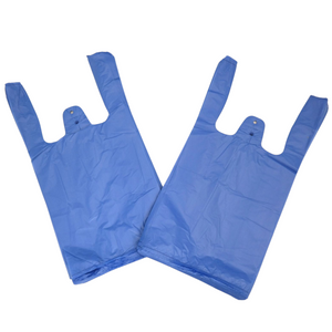 ASSUREPAK INC. - Colored Unprinted HDPE T-Shirt Bags - 1/10 BBL 8"X4"X15" - 1500 Bags - 14 microns - Blue - BLUE8415110BBL