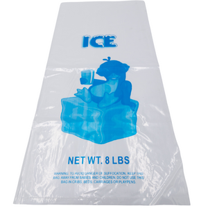 LDPE Ice Bags - 10"x22" - 500 Bags - 1.35 mil - Clear - 8LBICELDWF-500 - AssurePak