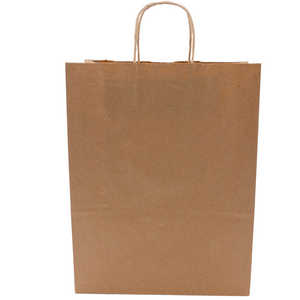 Paper Bags - Handle Bags - Kraft Color - 10"x6.75"x12" - 250 Bags - 60 LB Weight basis (90 GSM strong). Twisted Handle. Packed in cases. - Kraft/Natural - 10712NKPAPTHDL - AssurePak