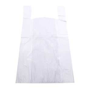White Unprinted HDPE T-Shirt Bags - 16"X8"X30" - 500 Bags - 16 microns - White - 1006515M - AssurePak