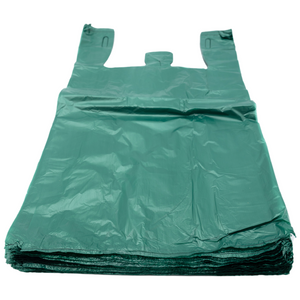 Easy Open - Colored Unprinted HDPE T-Shirt Bags - 1/6 BBL 11.5"X6"X21" - 1000 Bags - 13 microns - Green - LOOP-GREEN-EO - AssurePak