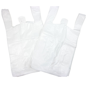 White Unprinted HDPE T-Shirt Bags - 1/6 BBL 11.5"X6"X21" - 1000 Bags - 15 microns - White - UN10010UP - AssurePak