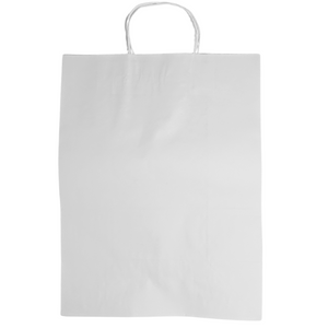 Paper Bags - Handle Bags - White Color - 10"x5"x13" - 250 Bags - 60 LB Weight basis (90 GSM strong). Twisted Handle. Packed in cases. - White Paper - 10513WHITEPAPTHDL - AssurePak