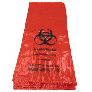 ASSUREPAK INC. - Hazardous Waste Bags - 10"x4"x24" - 200 Bags - 1.4 mil - Red - HAZWASTELD10424
