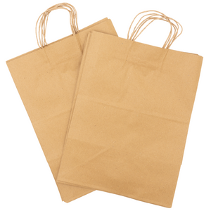 Paper Bags - Handle Bags - Kraft Color - 12"x9"x16" - 200 Bags - 74 LB Weight basis (110 GSM strong) Twisted Handle - Kraft/Natural - 12916NKPAPTHDL - AssurePak