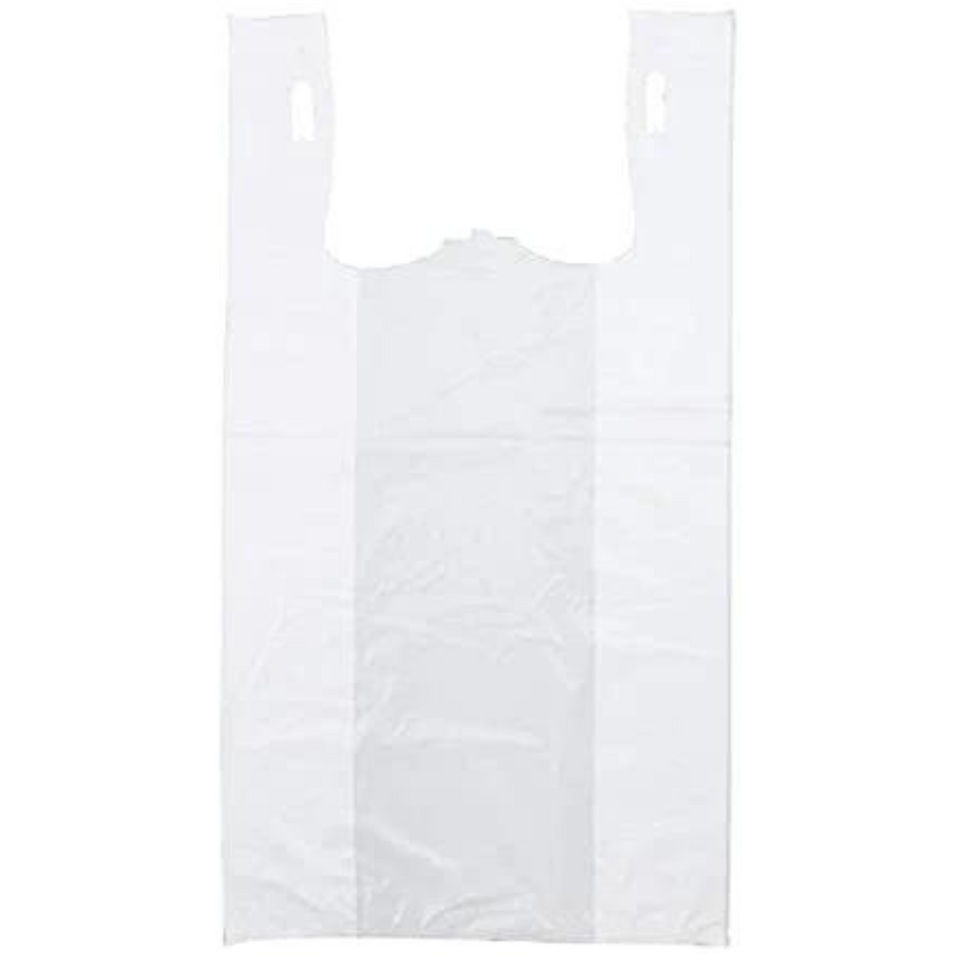 White Unprinted HDPE T-Shirt Bags - 1/6 BBL 11.5