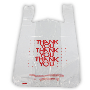 ASSUREPAK INC. - Easy Open - White 'Thank You' HDPE T-Shirt Bags - 1/6 BBL 11.5"X6"X21" - 500 Bags - 13 microns - White - 10015P500-EO