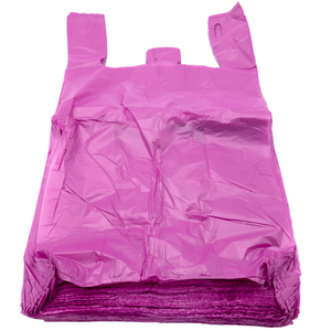 Easy Open - Colored Unprinted HDPE T-Shirt Bags - 1/6 BBL 11.5"X6"X21" - 1000 Bags - 13 microns - Burgandy - LOOP-BURG-EO - AssurePak