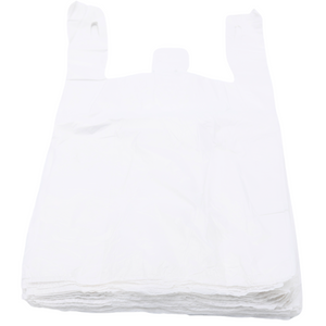 White Unprinted HDPE T-Shirt Bags - 1/8 BBL (10"X5"X18") - 1000 Bags - 13 microns - White - UN10020UP - AssurePak