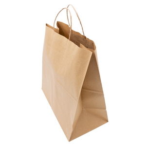 Paper Bags - Handle Bags - Kraft Color - 13"x7"x13" - 250 Bags - 74 LB Weight basis (110 GSM strong) Twisted Handle - Kraft/Natural - 13713NKPAPTHDL - AssurePak