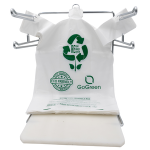 ASSUREPAK INC. - White Reusable/Eco-Friendly LDPE T-Shirt - 1/6 BBL 12"X7"X22" - 150 Bags - 57 Micron (2.25 mil) - White - WHLD40REC225REU12722