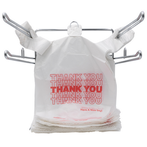 ASSUREPAK INC. - Easy Open - White 'Thank You' HDPE T-Shirt Bags - 1/6 BBL 11.5"X6"X21" - 800 Bags - 13 microns - White - 10010P813-EO