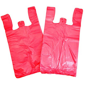 Easy Open - Colored Unprinted HDPE T-Shirt Bags - 1/6 BBL 11.5"X6"X21" - 1000 Bags - 13 microns - Red - LOOP-RED-EO - AssurePak