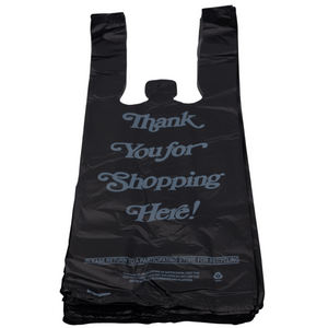 ASSUREPAK INC. - Black Printed HDPE Liquor T-Shirt Bags - 6"X4"X15" - 2000 Bags - 16 microns - Black - 6415HDBWP