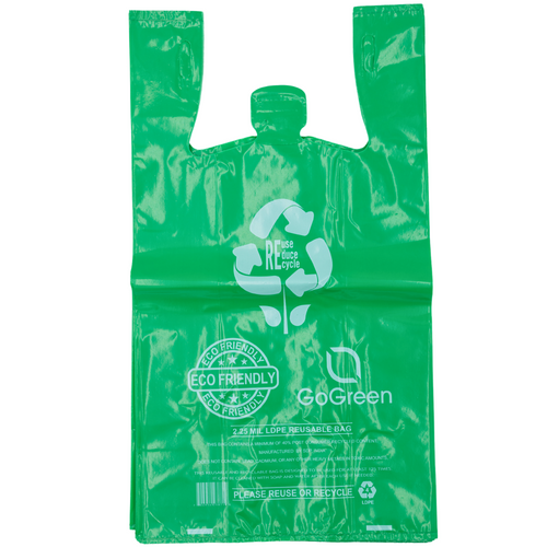 ASSUREPAK INC. - Green Reusable/Eco-Friendly LDPE T-Shirt - 1/6 BBL 12