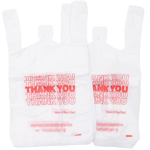 Easy Open - White 'Thank You' HDPE T-Shirt Bags - 1/8 BBL 10"X5"X18" - 1000 Bags - 13 microns - White - 10020-EO - AssurePak