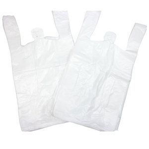 Easy Open - White Unprinted HDPE T-Shirt Bags - 1/6 BBL 11.5"X6"X21" - 1000 Bags - 15 microns - White - UN10010UP-EO - AssurePak