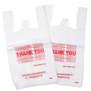 ASSUREPAK INC. - White 'Thank You' HDPE T-Shirt Bags - 1/6 BBL 11.5"X6"X21" - 1000 Bags - 15 microns - White - 10010-EO