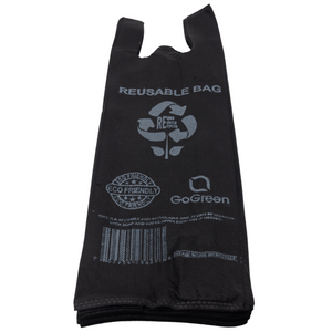 ASSUREPAK INC. - Black PP Non Woven Reusable Bags - One Bottle Bag 6"X4"X20" - 200 Bags - 40 GSM - Black - 6420BLKPPNWRB40