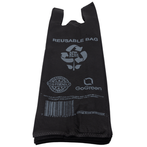 Black PP Non Woven Reusable Bags - One Bottle Bag 6"X4"X20" - 200 Bags - 40 GSM - Black - 6420BLKPPNWRB40 - AssurePak