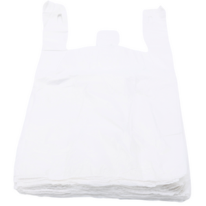 Easy Open - White Unprinted HDPE T-Shirt Bags - 1/8 BBL (10"X5"X18") - 1000 Bags - 13 microns - White - UN10020UP-EO - AssurePak