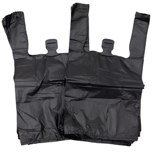 ASSUREPAK INC. - Black Unprinted HDPE T-Shirt Bags - 1/10 BBL 8"X4"X15" - 1500 Bags - 14 microns - Black - 20040