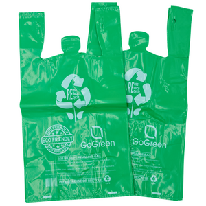 Green Reusable/Eco-Friendly LDPE T-Shirt - 1/6 BBL 11.5"X6.5"X21" - 200 Bags - 57 Micron (2.25 mil) - Green - GRNLD40REC225REU1221 - AssurePak