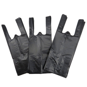 ASSUREPAK INC. - Black Unprinted HDPE T-Shirt Bags - 4"x3"x10" - 2000 Bags - 12 microns - Black - BLK4310TB