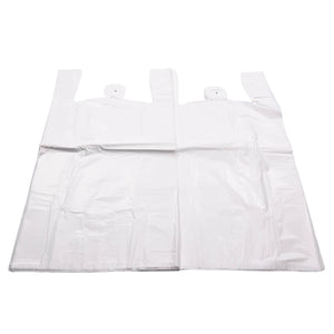 White Unprinted HDPE T-Shirt Bags - 16"X8"X30" - 500 Bags - 16 microns - White - 1006515M - AssurePak