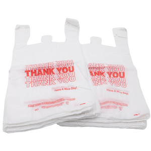 ASSUREPAK INC. - Easy Open - White 'Thank You' HDPE T-Shirt Bags - 1/6 BBL 11.5"X6"X21" - 800 Bags - 13 microns - White - 10010P813-EO