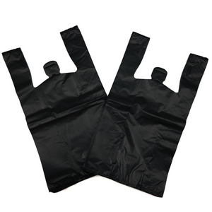 ASSUREPAK INC. - Easy Open - Black Unprinted HDPE T-Shirt Bags - 1/6 BBL 11.5"X6"X21" - 150 Bags - 30 microns - Black - BLK616EHD30M-EO