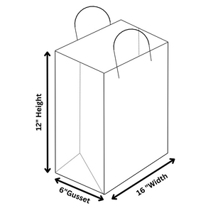 Paper Bags - Handle Bags - Kraft Color - 16"x6"x12" - 250 Bags - 74 LB Weight basis (110 GSM strong) Twisted Handle. Packed in cases. - Kraft/Natural - 16612NKPAPTHDL - AssurePak