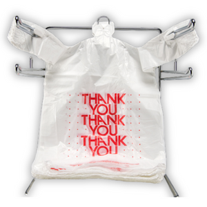 ASSUREPAK INC. - Easy Open - White 'Thank You' HDPE T-Shirt Bags - 1/6 BBL 11.5"X6"X21" - 500 Bags - 13 microns - White - 10015P500-EO
