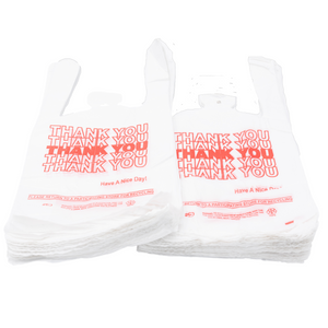 ASSUREPAK INC. - White 'Thank You' HDPE T-Shirt Bags - 1/12 BBL 7"X3.5"X13" - 1000 Bags - 13 microns - White - 10030