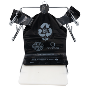 ASSUREPAK INC. - Black Reusable/Eco-Friendly LDPE T-Shirt - 1/6 BBL 11.5"X6.5"X21" - 200 Bags - 57 Micron (2.25 mil) - Black - BLKLD40REC225REUSE1221
