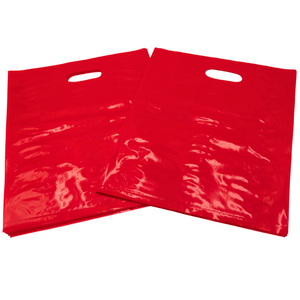 LDPE Die Cut Merchandies Bags - 12"x15" - 500 Bags - 1.5 mil - Red - 1215DCRED - AssurePak