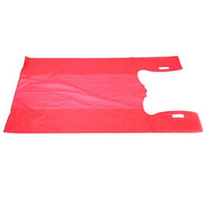 Easy Open - Colored Unprinted HDPE T-Shirt Bags - 1/6 BBL 11.5"X6"X21" - 1000 Bags - 13 microns - Red - LOOP-RED-EO - AssurePak