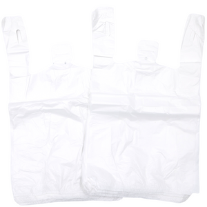 Easy Open - White Unprinted HDPE T-Shirt Bags - 1/8 BBL (10"X5"X18") - 1000 Bags - 13 microns - White - UN10020UP-EO - AssurePak