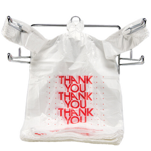 Easy Open - White 'Thank You' HDPE T-Shirt Bags - 1/6 BBL 11.5"X6"X21" - 1000 Bags - 13 microns - White - 10015-EO - AssurePak