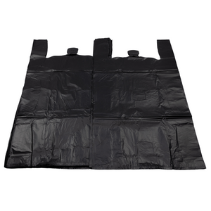 ASSUREPAK INC. - Black Unprinted HDPE T-Shirt Bags - 20"X10"X36" - 200 Bags - 22 microns - Black - 200HD201036