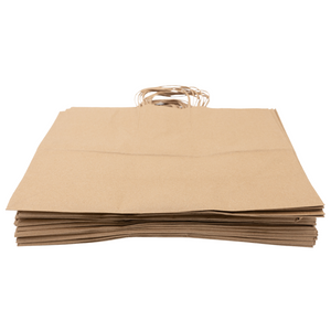 Paper Bags - Handle Bags - Kraft Color - 16"x6"x12" - 250 Bags - 74 LB Weight basis (110 GSM strong) Twisted Handle. Packed in cases. - Kraft/Natural - 16612NKPAPTHDL - AssurePak