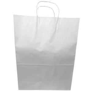 Paper Bags - Handle Bags - White Color - 10"x5"x13" - 250 Bags - 60 LB Weight basis (90 GSM strong). Twisted Handle. Packed in cases. - White Paper - 10513WHITEPAPTHDL - AssurePak